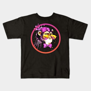 Funy monkey in glasses watercolor Kids T-Shirt